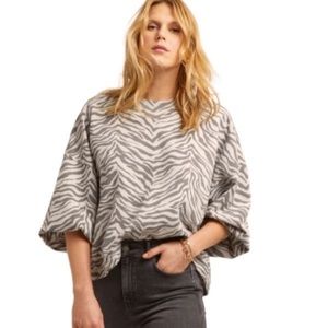 Rebecca Minkoff Rosie Grey Zebra Sweatshirt Size XS